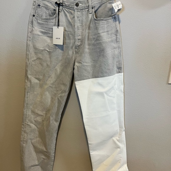 NWT Agolde 90’s pinch waist high rise vegan leather sz 29 MSRP $325 - Picture 3 of 7